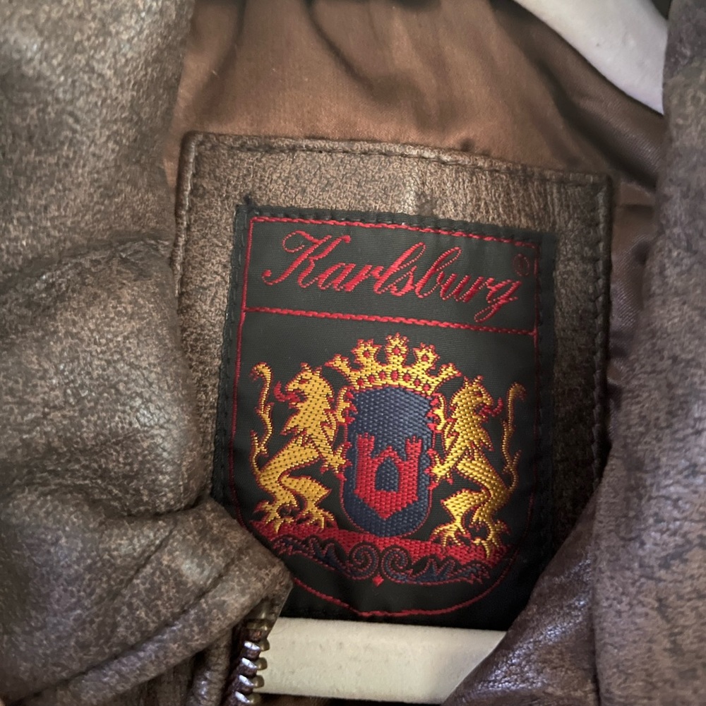 Vintage Karlsburg Distressed Brown Genuine Leather Biker Jacket - Picture 2 of 6